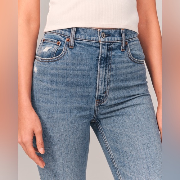 Abercrombie & Fitch The 90”s Slim Straight Ultra High Rise curve love Sz 28/6R - Picture 7 of 12